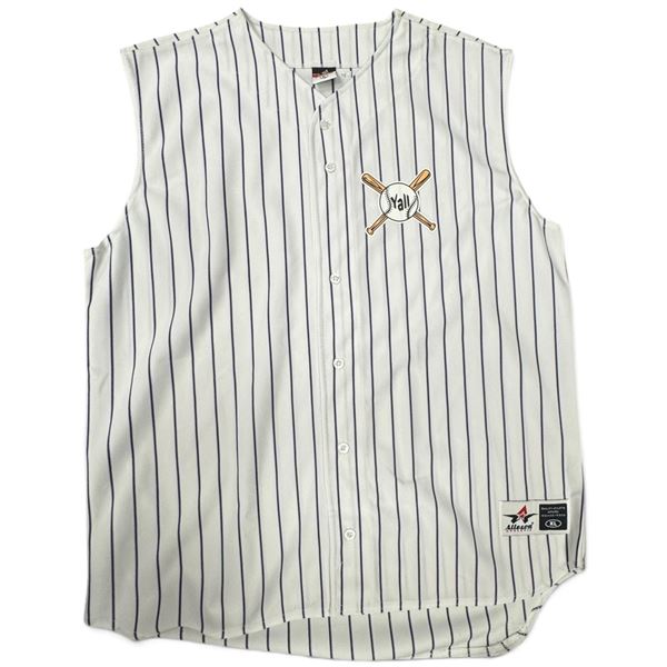 Allison Athletic "Yall" No. 14 White & Navy Pinstripe Baseball Jersey, Size XL