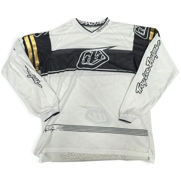 Troy Lee Designs White, Black & Gold Long-Sleeve Motocross Jersey, Size XL
