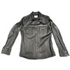 Image 2 : Aegis Black Leather Western Snap-Front Shirt Jacket with Pointed Yokes & Chest Pockets