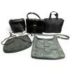Image 1 : Group of Five Black & Gray Handbags: Quilted Chain Bag, Glossy Satchel & Armor Tote
