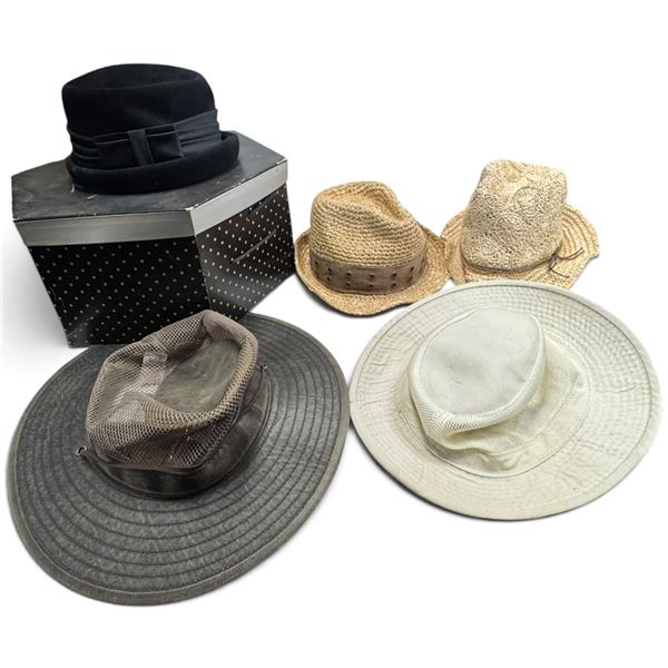 Five Pistil, DPC & Frathmore Woven, Mesh & Dress Hats with Decorative Hatbox