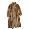 Image 1 : Full-Length Brown Fur Coat with Contrasting Collar & Satin Lining (16 in. Shoulders)