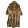 Image 4 : Full-Length Brown Fur Coat with Contrasting Collar & Satin Lining (16 in. Shoulders)