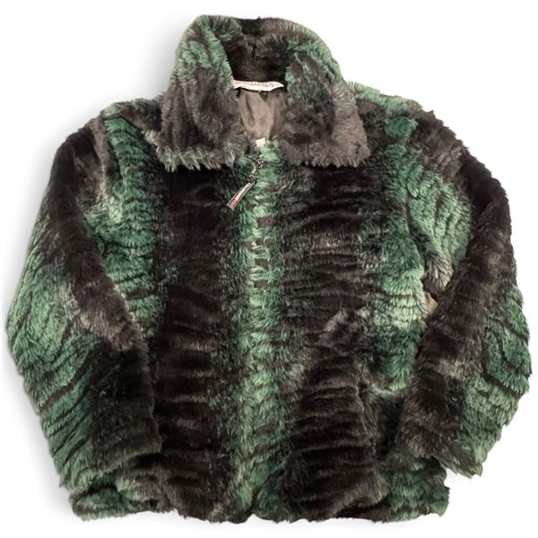 Coastlines Fashion for Canada Green & Black Faux Fur Jacket, Women's Small