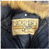 Image 2 : Vintage Northern Spirit Black Poly-Cotton Insulated Parka with Golden Pile Hood, Size 42