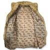 Image 2 : Taupe-Brown Fur Coat with Wide Collar, Cuffed Sleeves & Patterned Lining (19 in.)