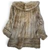 Image 3 : Taupe-Brown Fur Coat with Wide Collar, Cuffed Sleeves & Patterned Lining (19 in.)