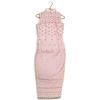 Image 2 : Two Beaded Formal Evening Dresses, Ivory Long-Sleeve & Pink Sleeveless, Size Small