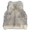 Image 2 : Gray & Cream Fur Vest with High Collar & Embroidered Blue Satin Lining, Size Small