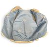 Image 3 : Gray & Cream Fur Vest with High Collar & Embroidered Blue Satin Lining, Size Small