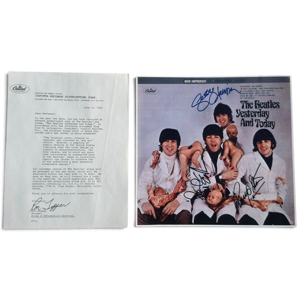 The Beatles Yesterday and Today Stereo Butcher Cover, Four Signatures & 1966 Letter