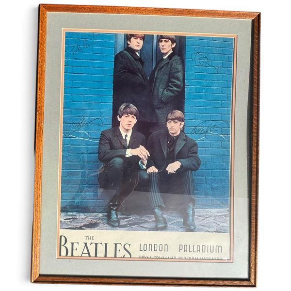 The Beatles London Palladium Poster Bearing Four Signatures, Framed (26.5 x 33.75 in.)