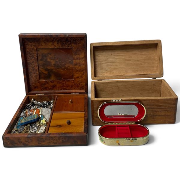 Thuya Wood Jewelry Box & Solid Wood Keepsake Box - Contents included
