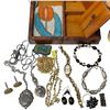 Image 2 : Thuya Wood Jewelry Box & Solid Wood Keepsake Box - Contents included