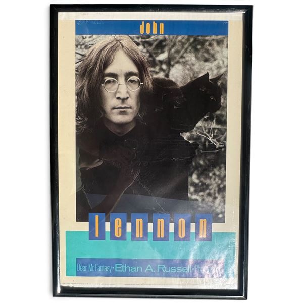 Ethan A. Russell 1987 John Lennon & Cat Dear Mr. Fantasy Framed Poster (21 x 31 in.)