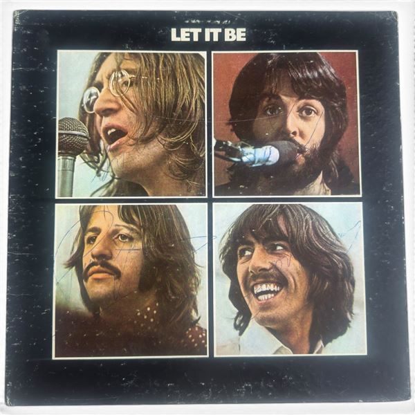 The Beatles Let It Be Gatefold Album Cover Signed by Band Members in Blue Ink, No COA