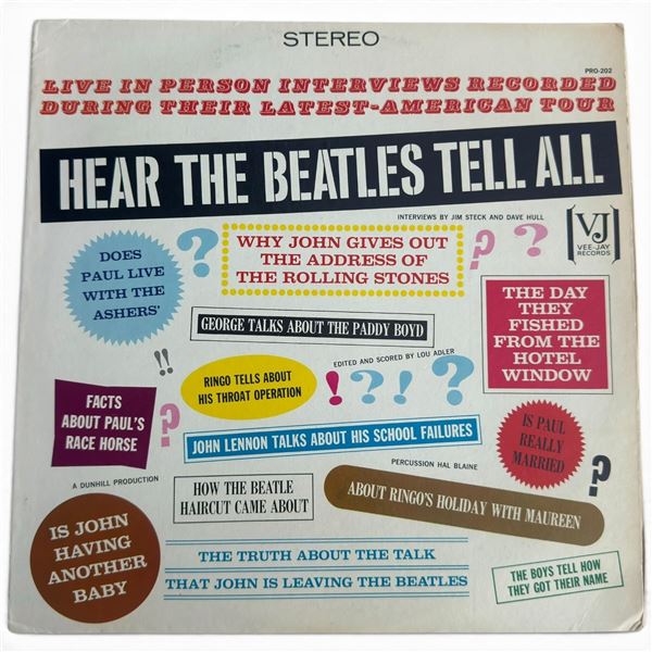 The Beatles Hear the Beatles Tell All 1979 Vee-Jay PRO-202 Mono Interview LP Reissue
