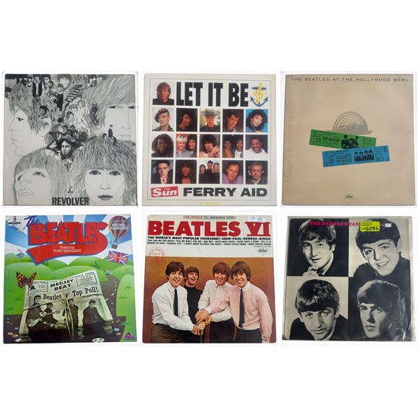 Beatles & Related Vinyl Lot: UK Revolver Sleeve, LPs, Ferry Aid 12-Inch (6)