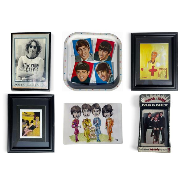 Beatles & Lennon/McCartney Art: Framed Prints, Serving Tray, Magnet (6)