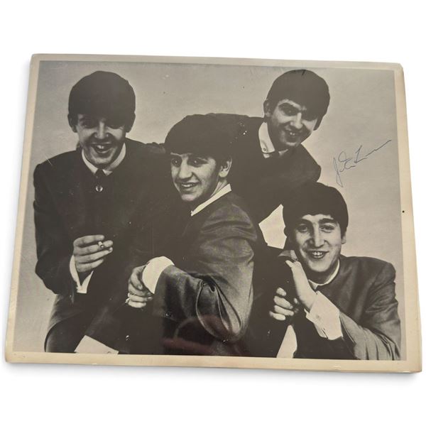The Beatles Black-and-White Group Photograph, Signed John Lennon in Blue Ink