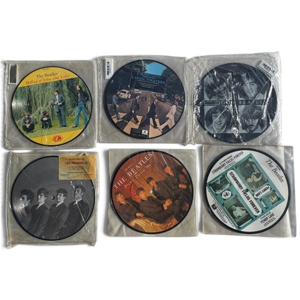 The Beatles Picture Disc Singles, Six-Record Group with Individual Plastic Sleeves