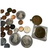 Image 4 : Mixed World Coins, Trade Tokens & Commemorative Medals with Vintage Savings Bank