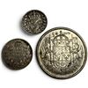 Image 1 : 3  Silver Coins - Canada 1957 Fifty-Cent (.800 Silver) & 1913 Dime (.925 Silver) & 1916 British 3 Pe