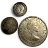 Image 2 : 3  Silver Coins - Canada 1957 Fifty-Cent (.800 Silver) & 1913 Dime (.925 Silver) & 1916 British 3 Pe
