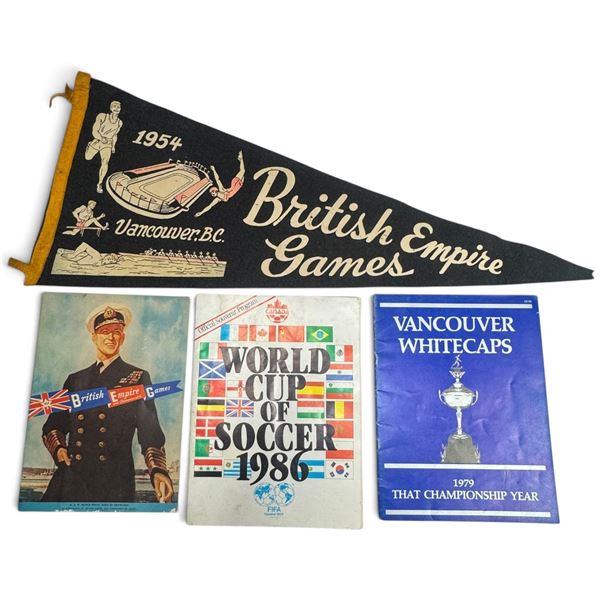 Vancouver Sports Ephemera: 1954 British Empire Games, 1979 Whitecaps & 1986 World Cup