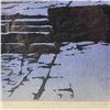 Image 2 : Lu Ping Sunset in Suzhou (Zhouzhuang Twin Bridges) Waterprint Woodblock, 1998, Framed