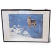 Image 1 : Framed Winter Landscape with Coyote in Snow, Blue & White Palette