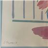 Image 2 : Joyce Kasprzyk Signed Stripes I & II Floral Serigraphs in Matching Gold Frames 16x16"