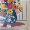 Image 3 : Joyce Kasprzyk Signed Stripes I & II Floral Serigraphs in Matching Gold Frames 16x16"
