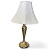 Image 1 : Brass-Tone Floral Pedestal Table Lamp with Dale Lighting Shade & Flame Finial 29" Tall