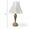 Image 2 : Brass-Tone Floral Pedestal Table Lamp with Dale Lighting Shade & Flame Finial 29" Tall