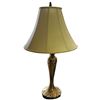 Image 4 : Brass-Tone Floral Pedestal Table Lamp with Dale Lighting Shade & Flame Finial 29" Tall