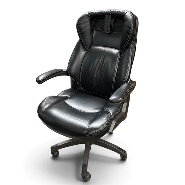 La-Z-Boy Black Upholstered High-Back Executive Office Chair with Padded Arms & Caster Base