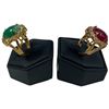 Image 2 : 2 New Gold Plated Crystal Accented Dinner Rings - Size 8.5 with Green Stone, Size 7 with Red Stone -