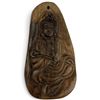 Image 1 : Coming Hand Carved Guanyin Bodhisattva Agarwood Pendant (4.5" x 3" x .34" thick)