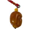 Image 3 : Chinese Carved Butterscotch-Amber Style Arhat Pendant on Jade Bail & Red Cord (Head is 2" long and 1