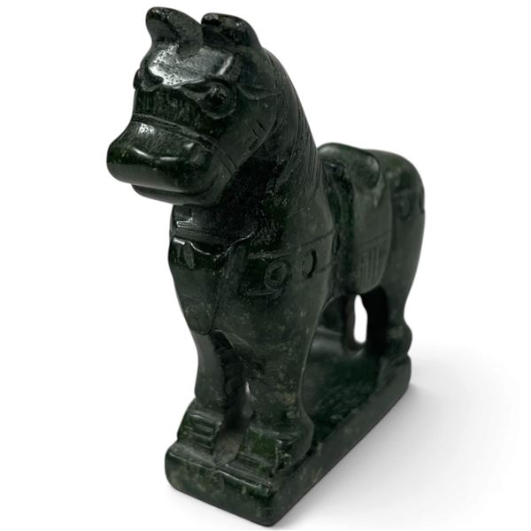 Chinese Carved Marble Horse Figurine * .75" thick x 3" wide x 3" tall