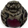 Image 1 : Tibetan Silver Lion Face Red Stone Orb Keepsake (38mm diameter)