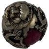 Image 2 : Tibetan Silver Lion Face Red Stone Orb Keepsake (38mm diameter)