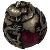 Image 3 : Tibetan Silver Lion Face Red Stone Orb Keepsake (38mm diameter)