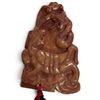 Image 1 : Carved Chinese Brown Serpentine Stone Tiger and  Dragon Pendant on Cord (47mm  x 82mm x 13mm thick)