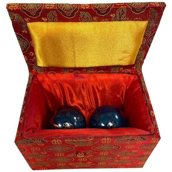 Pair of Musical Dragon & Phoenix Massage Ball in Presentation Box (47mm diameter enameled balls)