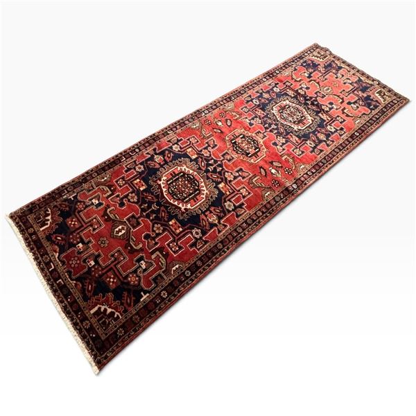 Saveh Persian Hand-Knotted Wool Rug with Geometric Pattern 9.8ft x 3.5ft