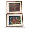 Image 2 : Pair of Framed Mola-Style Reverse-Appliqué Textile Panels with Figures & Turtle
