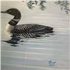 Image 3 : Signed R. Scott 1985 Common Loon & Pine Island Wildlife Painting in Glazed Frame 18x24"
