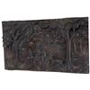 Image 3 : Two Carved Wood Relief Panels with Village & Mounted Hunting Scenes in Glazed Frame 37.5x15"